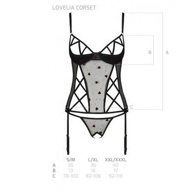 Корсет с подвязками, стринги Passion LOVELIA CORSET XXL/XXXL, black