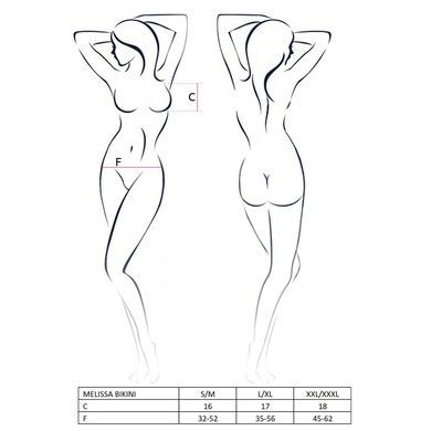 Комплект белья Passion MELISSA BIKINI XXL/XXXL, black, лиф со шнуровкой и трусики стринги
