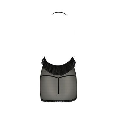 Пеньюар прозорий приталений Passion ERZA CHEMISE XXL/XXXL, black, трусики