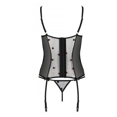Корсет с подвязками, стринги Passion LOVELIA CORSET XXL/XXXL, black