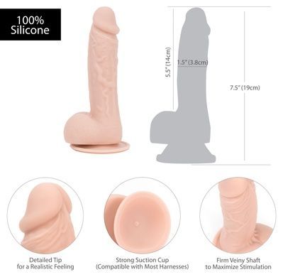 Фаллоимитатор на присоске ADDICTION Mark 7,5 Dildo With Balls Beige SO5583 фото