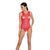 Бодістокінг з доступом Passion BS086 red, вертикальна сітка, виріз на спинці One size