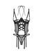 Корсет Obsessive Dominna cupless corset & crotchless thong L/XL, Черный