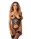 Корсет Obsessive Dominna cupless corset & crotchless thong L/XL, Черный