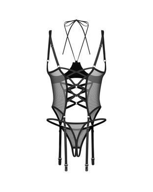 Корсет Obsessive Dominna cupless corset & crotchless thong 2XL/3X