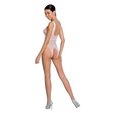 Бодістокінг з доступом Passion BS086 white, вертикальна сітка, виріз на спинці One size