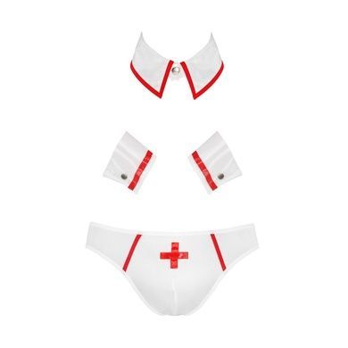 Комплект эротического мужского белья Passion 037 GREGORY XXL/XXXL White, трусы, воротник, манжеты