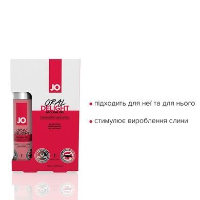 Оральний гель JO Oral Delight Полуниця 30 мл (холод-тепло) SO1496 фото