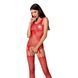 Бодистокинг Passion BS070 red, комбинезон, имитация чулок и ажурного топа One Size