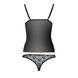 Комплект білизни Passion MELISSA SET L/XL, black, ліф-сорочка зі шнурівкою і трусики
