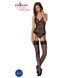 Корсет із пажами, трусики з ажурним декором та відкритим кроком Passion URSULA CORSET L/XL, black