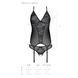 Корсет із пажами, трусики з ажурним декором та відкритим кроком Passion URSULA CORSET L/XL, black