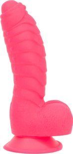 Ребристий фалоімітатор на присосці ADDICTION Tom 7&Prime; Dildo With Balls Pink SO5585 фото