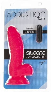 Ребристий фалоімітатор на присосці ADDICTION Tom 7&Prime; Dildo With Balls Pink SO5585 фото