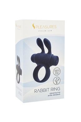 Ерекційне віброкільце S Pleasures Premium Rabbit Ring чорне SX1608 фото