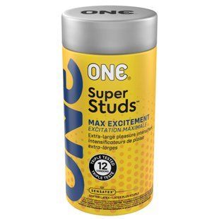 Презервативи ONE Super Studs 12 шт, подарункова упаковка тюб SX0791 фото