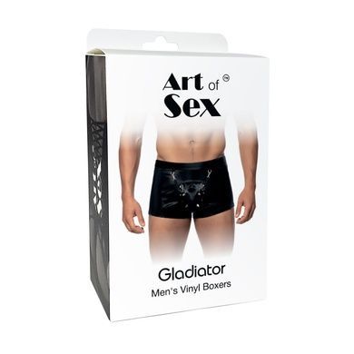 Чоловічі труси з сюрпризом Art of Sex - Gladiator, чорні з ефектом мокрого оксамиту, розмір XL