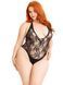 Боди Leg Avenue Floral lace deep-V teddy Black 1X/2X