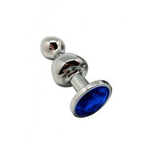 Анальна пробка Wooomy Lollypop Double Ball Metal Plug Blue S SO7415 фото