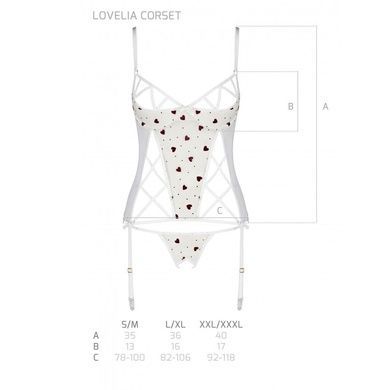 Корсет с подвязками, стринги Passion LOVELIA CORSET XXL/XXXL, white