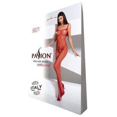 Бодистокинг Passion BS071 red, комбинезон на бретелях One Size