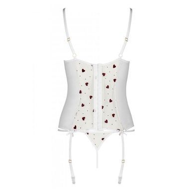 Корсет с подвязками, стринги Passion LOVELIA CORSET XXL/XXXL, white