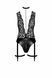 Боді Noir Handmade F297 Libido Deep-V bodysuit with collar, pearl chain and garter - L