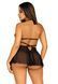Пеньюар бебі-дол з відкритими чашками Leg Avenue Lace and mesh babydoll & panty Black S, стрінги