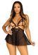 Пеньюар бебі-дол з відкритими чашками Leg Avenue Lace and mesh babydoll & panty Black S, стрінги