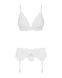 Кружевной комплект белья Obsessive 810-SEG-1 L/XL White, бюстгальтер, стринги, пояс для чулок