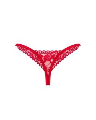 Еротичні мереживні жіночі трусики стрінги Obsessive Lacelove XL/2XL червоні
