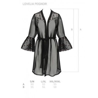 Розкішний повітряний пеньюар халат Passion Lovelia L/XL чорний