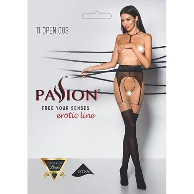 Эротические колготки Passion TIOPEN 003 1/2 (20/40 den), nero, имитация чулок и пояса