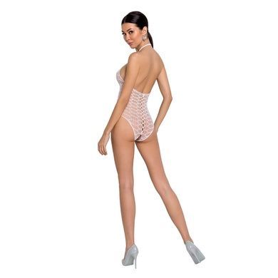 Бодістокінг у велику сітку Passion BS087 white, відкрита спина, халтер, з доступом One size