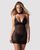 Пеньюар Obsessive Donarella chemise & thong XL/2XL мереживний ліф, чокер та стрінги в комплекті