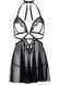 Пеньюар бебі-дол з відкритими чашками Leg Avenue Lace and mesh babydoll & panty Black M, стрінги