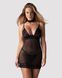 Пеньюар Obsessive Donarella chemise & thong XL/2XL мереживний ліф, чокер та стрінги в комплекті