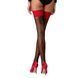Панчохи Passion ST120 1/2 black-red, на ажурній силіконовій резинці, з вишуканим декором та люре