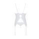 Корсет с пажами, трусики с ажурным декором и открытым шагом Passion URSULA CORSET L/XL, white