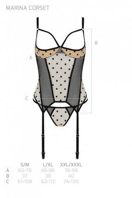 Корсет Passion MARINA CORSET, S/M, beige, с открытыми чашками