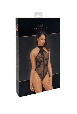 Боди Noir Handmade F314 Ego flocked mesh halter bodysuit - L