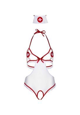 Костюм медсестри Leg Avenue Naughty Nurse, one size, боді та шапочка