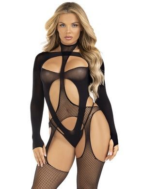 Бодістокінг Leg Avenue Bodystocking with cutout teddy Black One Size