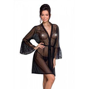 Роскошный воздушный пеньюар халат Passion Lovelia S/M черный