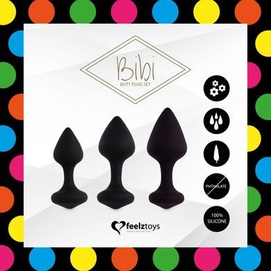 Анальні пробки FeelzToys - Bibi Butt Plug Set 3 pcs Black SO5065 фото