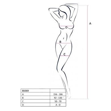 Бодистокинг Passion BS069 white, комбинезон, имитация чулок и боди One Size