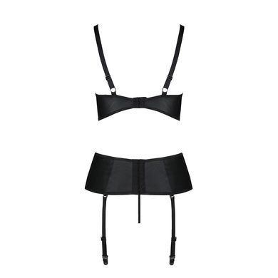 Корсет з відкритими грудьми Passion JANNIES CORSET XXL/XXXL black, стрінги в наборі