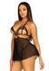 Пеньюар бебі-дол з відкритими чашками Leg Avenue Lace and mesh babydoll & panty Black L, стринги