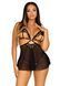 Пеньюар бебі-дол з відкритими чашками Leg Avenue Lace and mesh babydoll & panty Black L, стринги