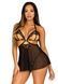 Пеньюар бебі-дол з відкритими чашками Leg Avenue Lace and mesh babydoll & panty Black L, стринги